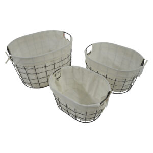 Metal storage basket oval s/3