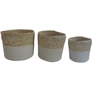 Rattan storage basket S/3 - dia 28/24/20cm