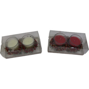 Wax candle holder w/x-mas wreath S/2