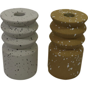 Cement taper candle holder d.8x14cm