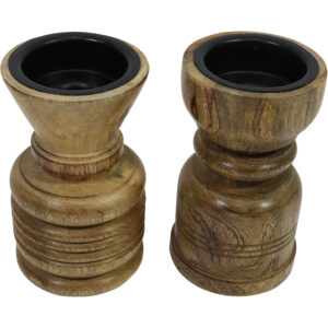 Mango wood taper/pillar candle holder d.8.5x15cm