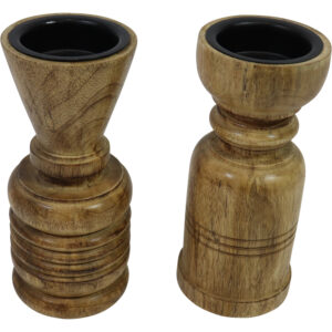 Mango wood taper/pillar candle holder d.8.5x20cm
