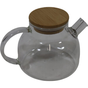 Glass tea pot w/bamboo lid 17x11.2x10.8cm