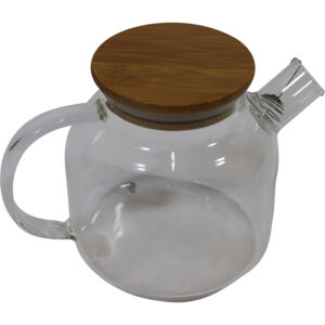 Glass tea pot w/bamboo lid 18x12x12.5cm