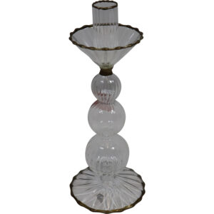 Glass taper candle holder d.9x23cm