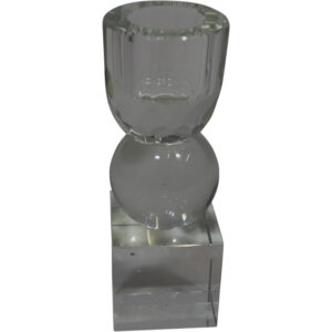 Crystal glass taper candle holder 4x4x11cm