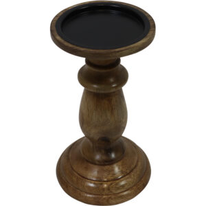 Mango wood pillar candle holder d.11.5x20cm