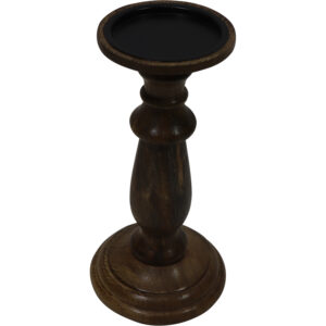 Mango wood pillar candle holder d.12.5x26cm
