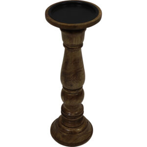 Mango wood pillar candle holder d.10x31cm