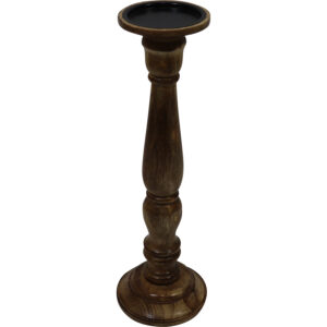 Mango wood pillar candle holder d.12.5x41cm