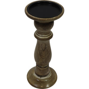 Mango wood pillar candle holder d.10x26cm