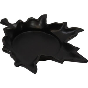 Aluminium pillar candle holder leaf 16.5x15x2.5cm