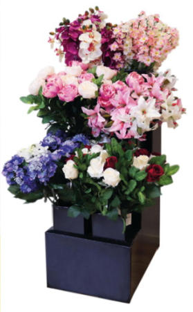 Step display with 6 vases