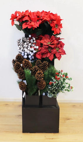 Step display with 6 vases x-mas