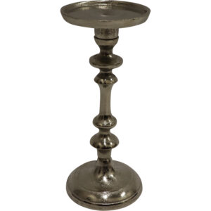 Aluminium pillar candle holder d.9.8x23cm