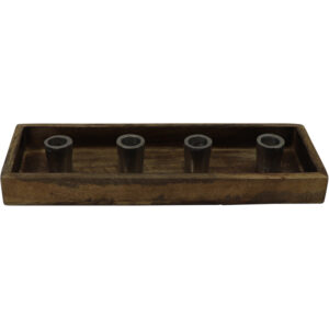 Mango wood taper candle holder 34.5x12x4cm