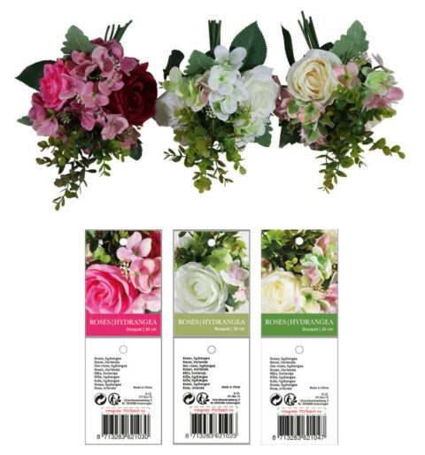 Rose + Hydrangea bush 38cmH