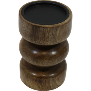 Mango wood pillar candle holder d.10x15.5cm