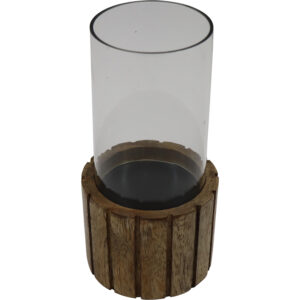 Mango wood candle holder d.9.5x19.5cm