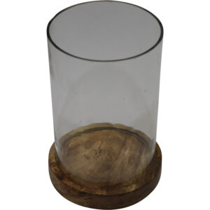 Mango wood candle holder d.15x22cm