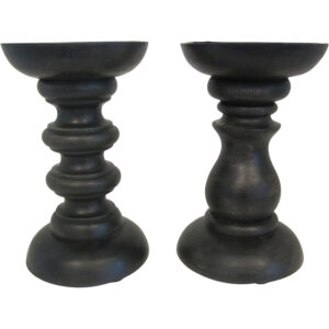 Mango wood pillar candle holder d.10x16.5cm
