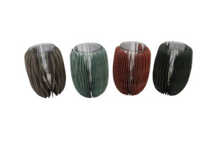 Glass tealight holder w/paper holder d.10x13cm