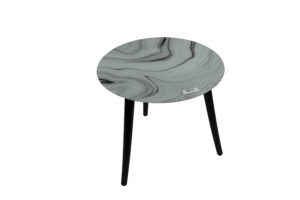 Glass table w/wooden legs d.40x40.5cm