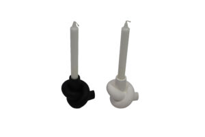 Cement taper candle holder 11x9x10.5cm