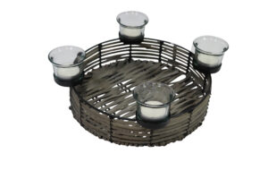 Rattan tealight holder 29.5x29.5x11cm