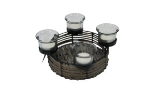 Rattan tealight holder 22x22x10cm