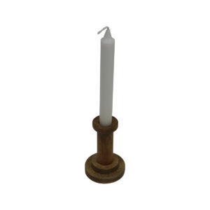 Mango wood taper candle holder d.7.5x11.5cm