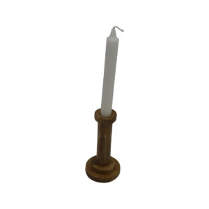 Mango wood taper candle holder d.7.5x15cm