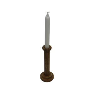 Mango wood taper candle holder d.7.5x20cm