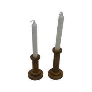 Mango wood taper candle holder S/2