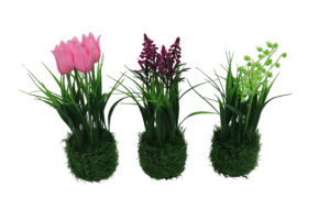 Grass bunch w/flowers 27cmH