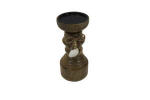 Mango wood pillar candle holder d.9.5x21cm