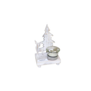 Wooden tealight holder 11x8x18cm