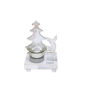 Wooden tealight holder 11x8x16cm