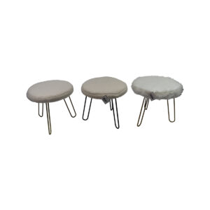 Fake fur/teddy foot stool d.30x29cm