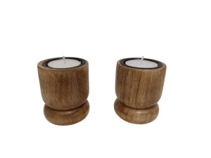 Mango wood tealight holder d.6x7cm S/2