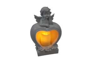 Polyresin angel w/Led candle 15x9x23cm