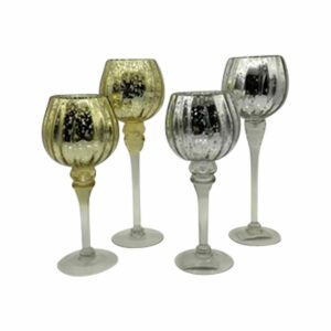 Glass candle holder s/2