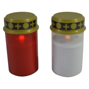 Plastic grave candle w/Led dia 7.3x12.5cm