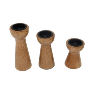 Mango wood taper/tealight holder S/3