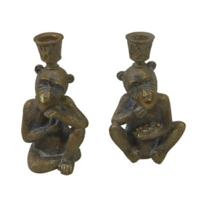 Polyresin taper candle holder monkey 8x8x16cm