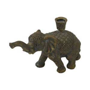Polyresin taper candle holder elephant 20x10.5x15cm