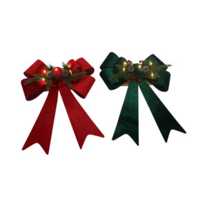 Velvet Led bow w/x-mas deco 35x47x8cm