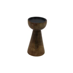 Mango wood pillar candle holder d.9.5x18.5cm