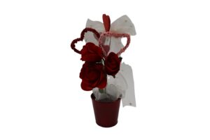 Roses in metal pot 35cmH