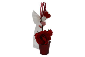 Roses in metal pot 40cmH